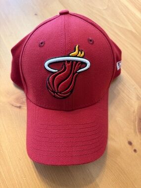 New Era Red Miami Heat Logo Cap with Yellow Accent